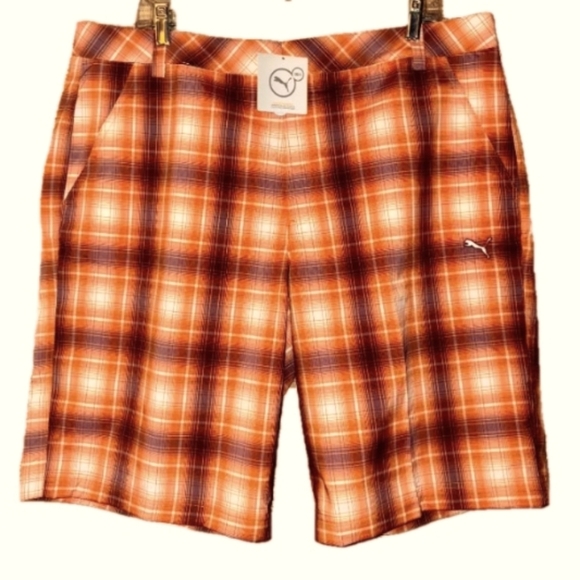 Puma Ombre Plaid Tech Shorts Size 38 NWT - Picture 1 of 8